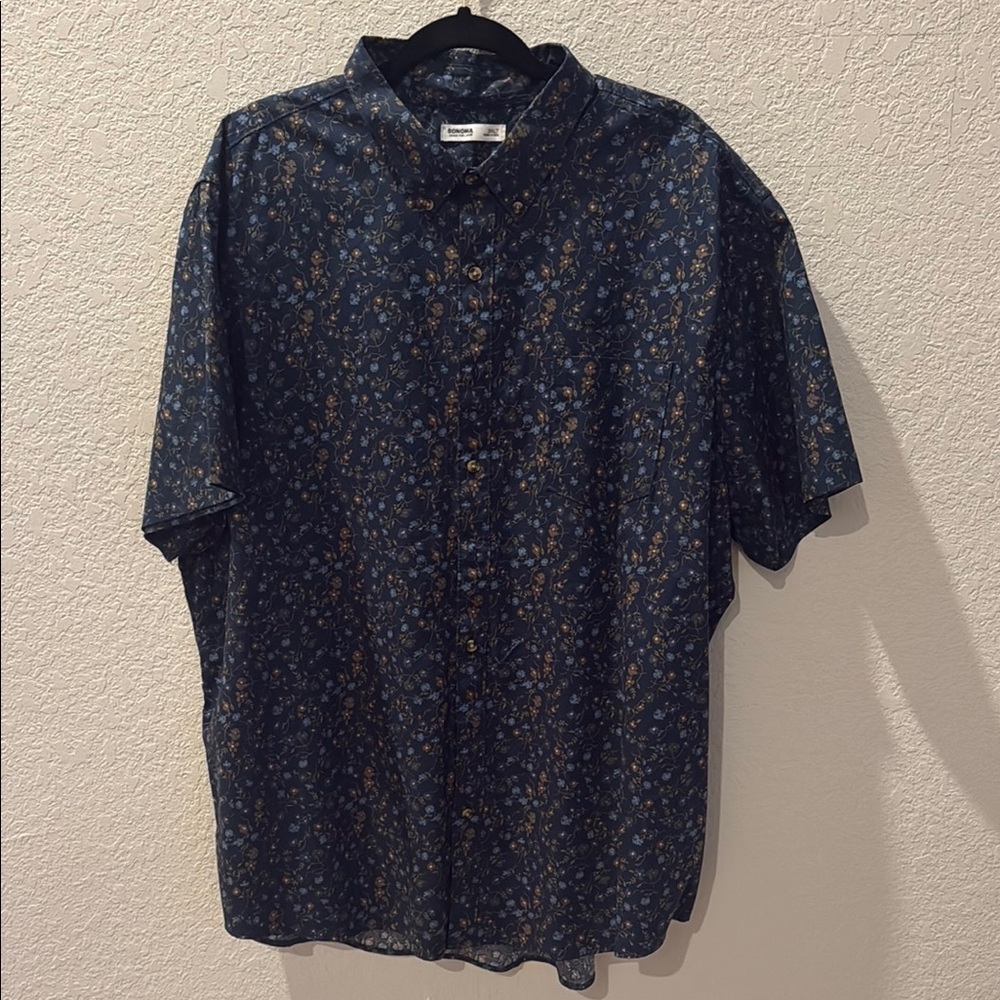 3XLT Sonoma Blue Casual Button Down Shirt with Relaxed Fit